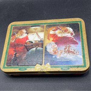 Vintage Coca Cola Santa Claus Tin Box with Two Card Decks